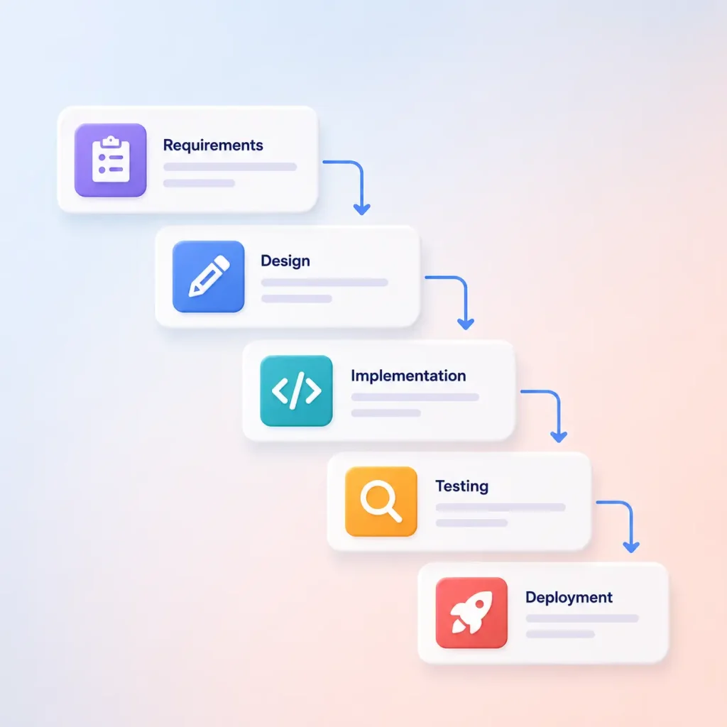 Image showing waterfall project management workflow