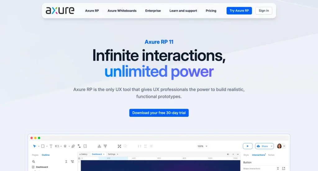 Image Showing Axure Website frontend