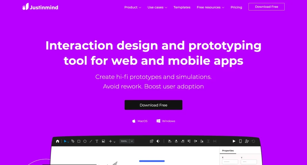Image Showing Justinmind Website frontend