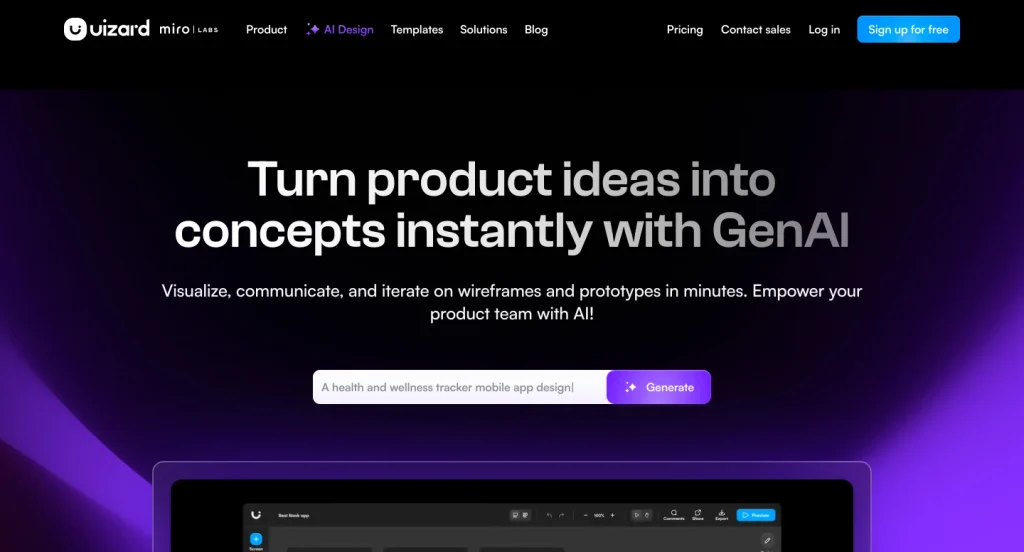Image Showing uizard Website frontend
