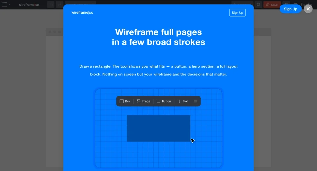 Image Showing Wireframe.cc Website frontend