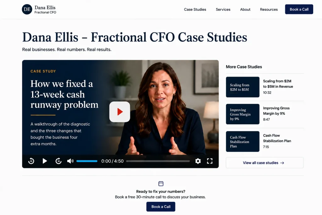 WordPress page showing embedded FluentPlayer video hub with branded player