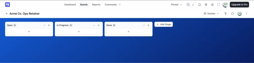 FluentBoard Kanban boards view