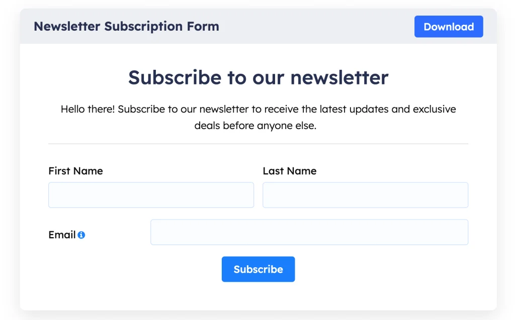 newsletter subscription form
