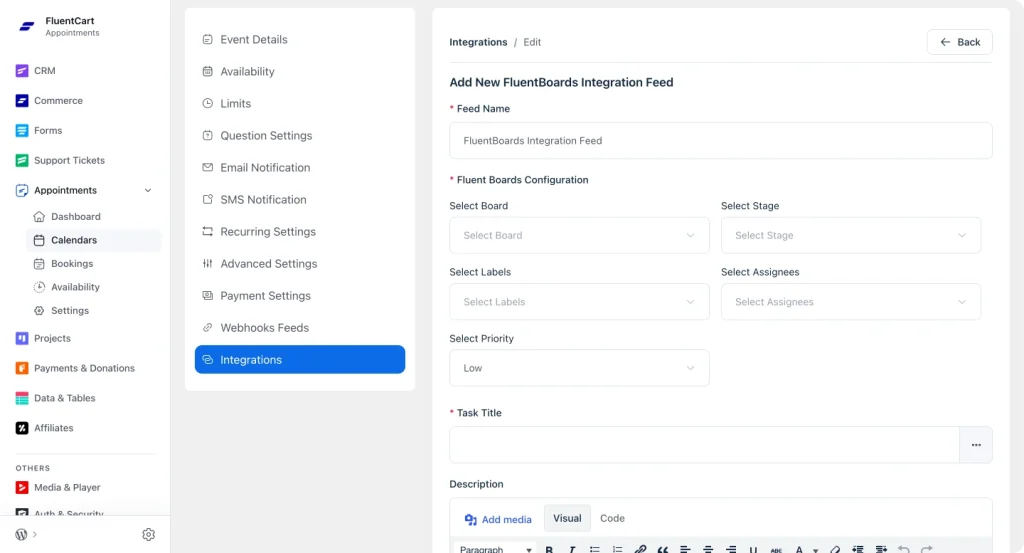 FluentBooking integration creating a FluentBoards task when a qualified sales meeting is booked