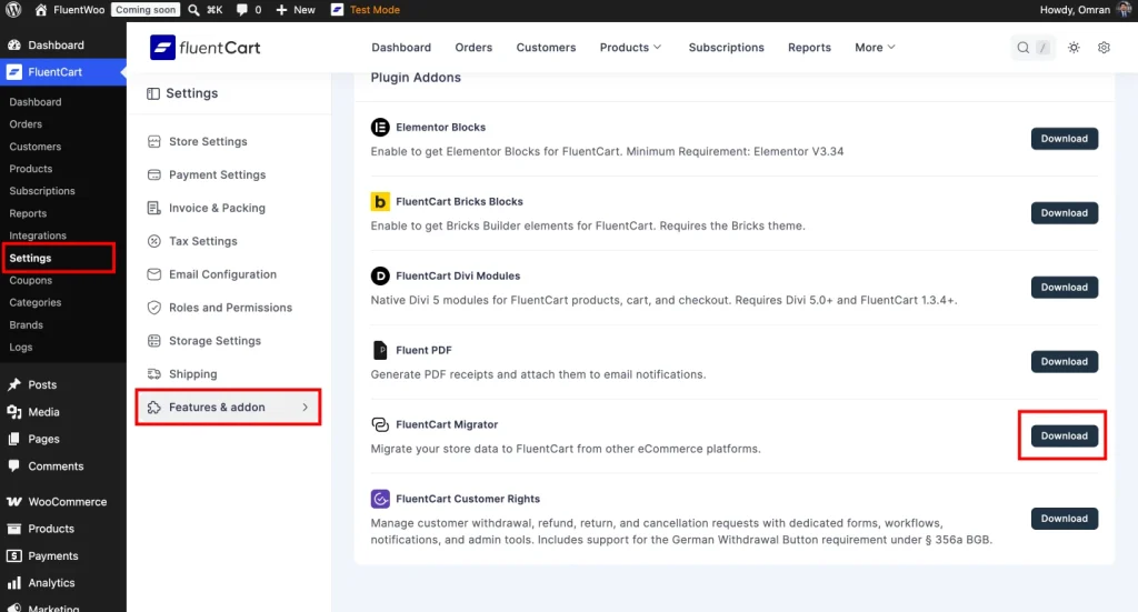 Install FluentCart Migrator Addon