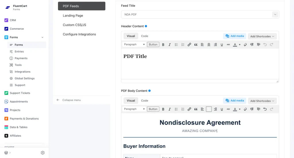 Design PDF for the non discloser agreement form