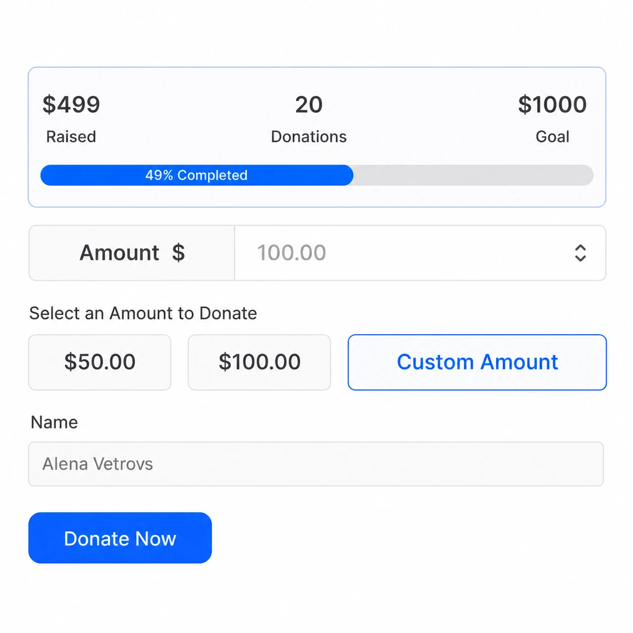 Donation progress bar with Paymattic