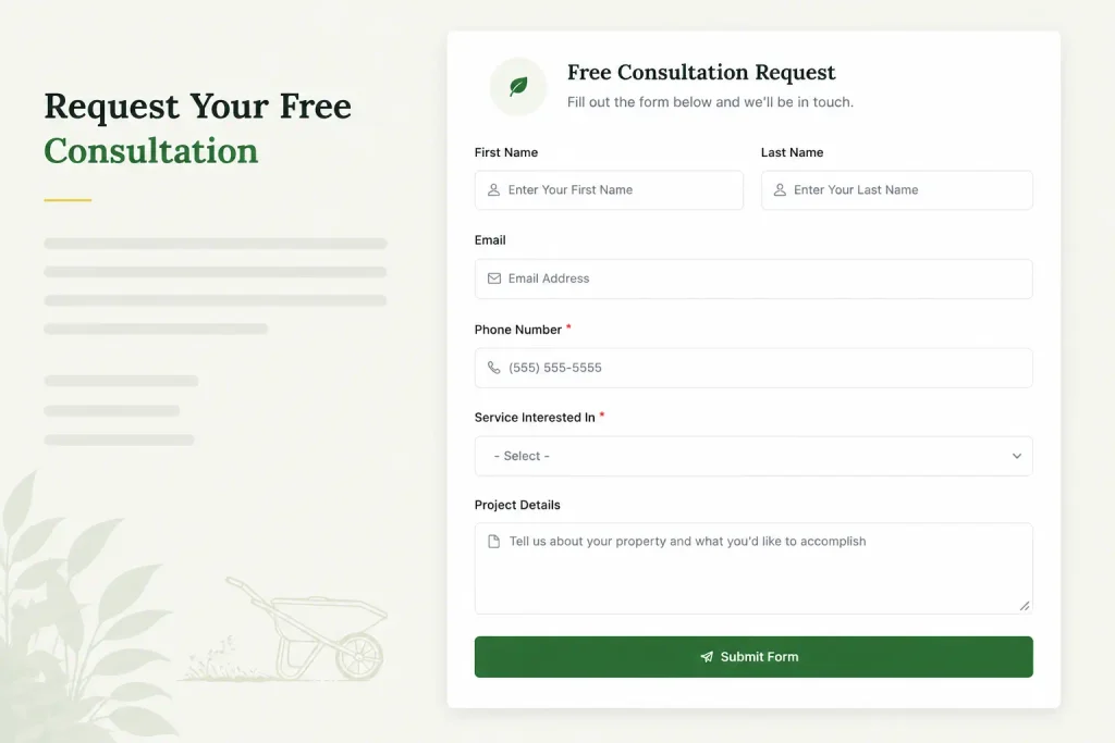 A free consultation request form created using Fluent Forms