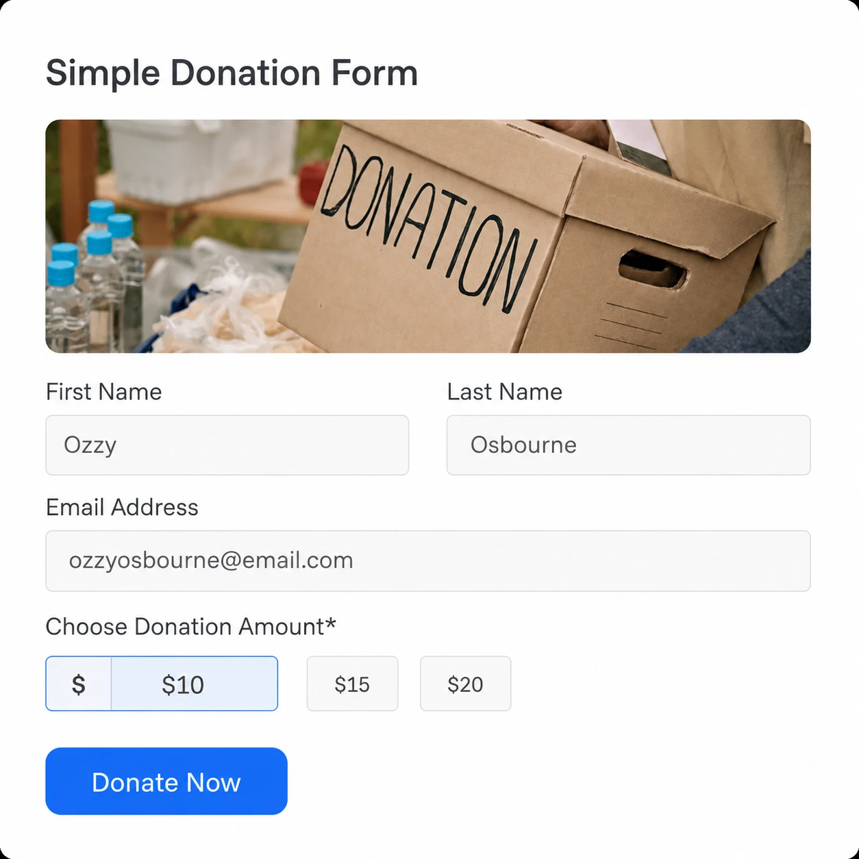 Simple Donation Form by Paymattic