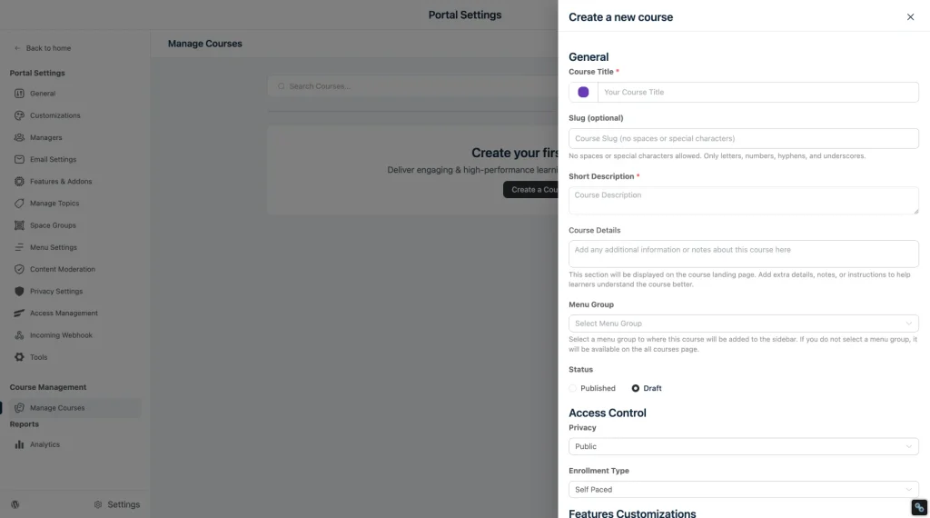 Actual Pro course builder or learner view with the eight modules. No claims that outline-only training is complete.