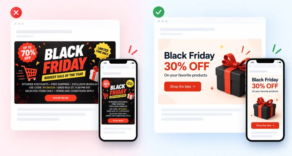 email design to avoid for the holiday email marketing campaign