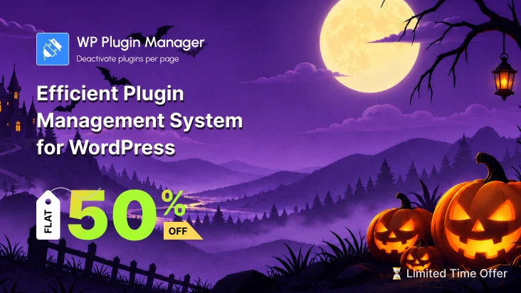 WP Plugin Manager Halloween 2026 sale offering 50% off