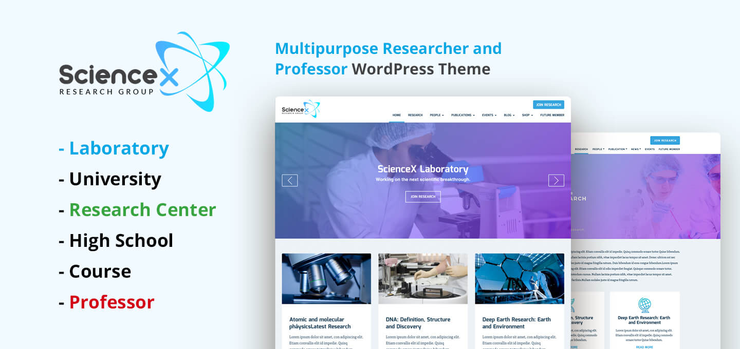 <span itemprop="name">ScienceX – Multipurpose Education, Researcher & Professor WordPress Theme</span>